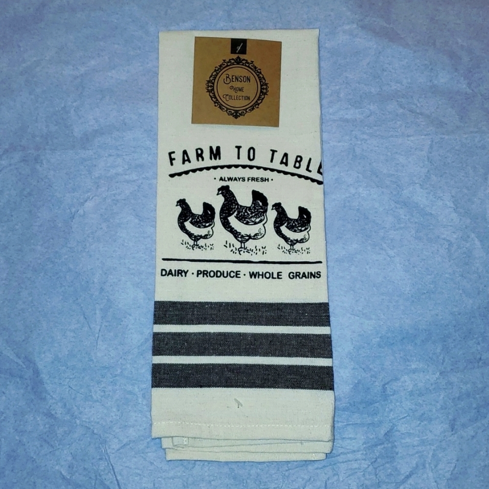 Kitchen Towel with Chickens "Farm to Table"